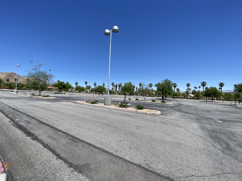 An empty parking lot.