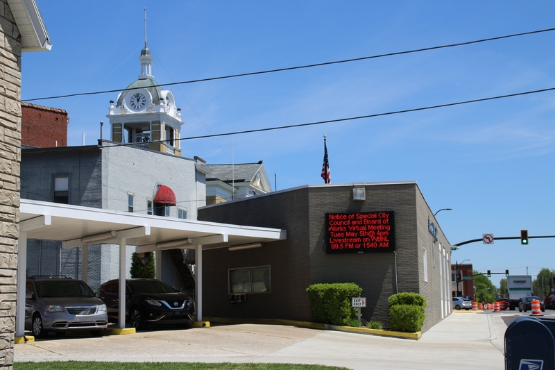 Exterior of buildings.