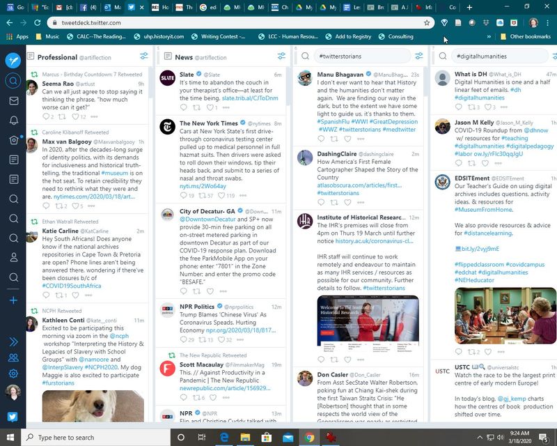 A screenshot of tweetdeck.twitter.com.