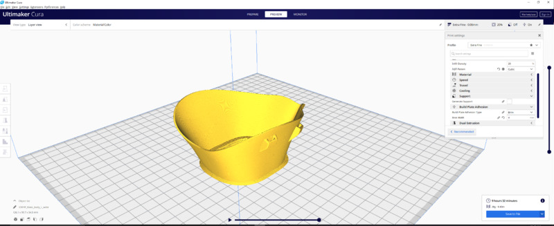 A face mask being 3D printed.