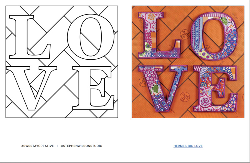 A before and after of a finished coloring sheet. 