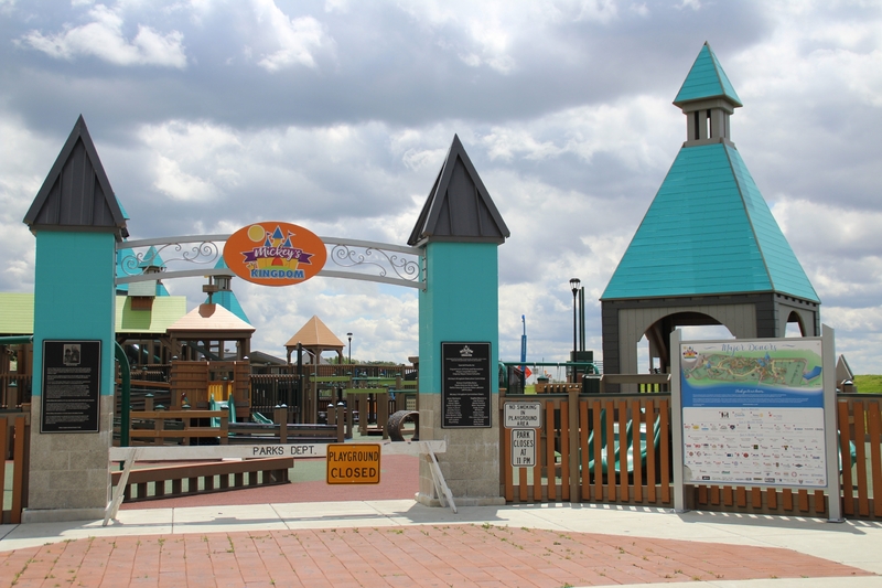 Photo of a closed playground. 