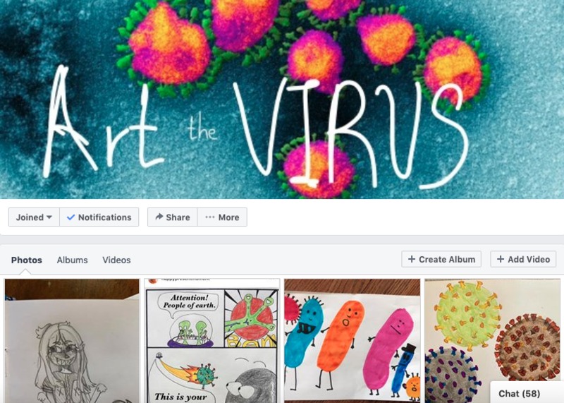 A screenshot of  the Art of the Virus Facebook page. 