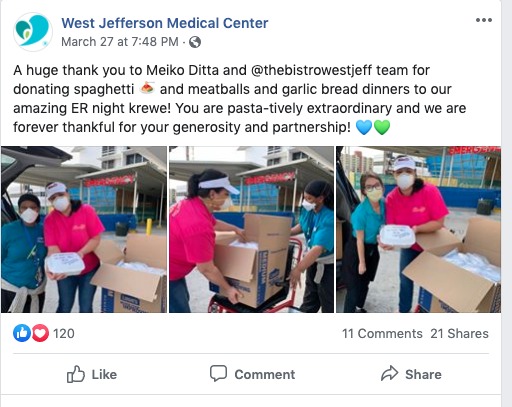 A social media post from West Jefferson Medical Center.