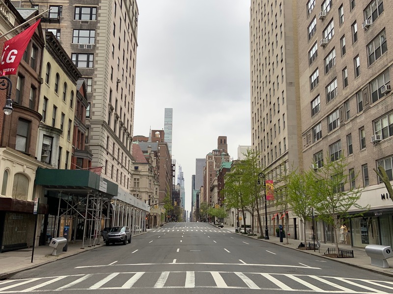 An empty street in New York City. 