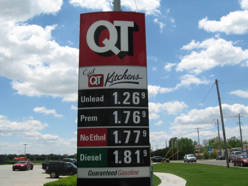 Image of a gas station sign during Covid, the price for an unleaded gallon of gas was at $1.26.