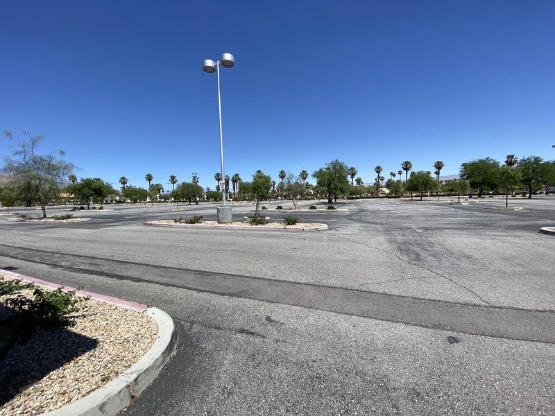 An empty parking lot.