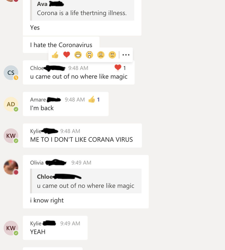 Multiple messages in a group chat online.