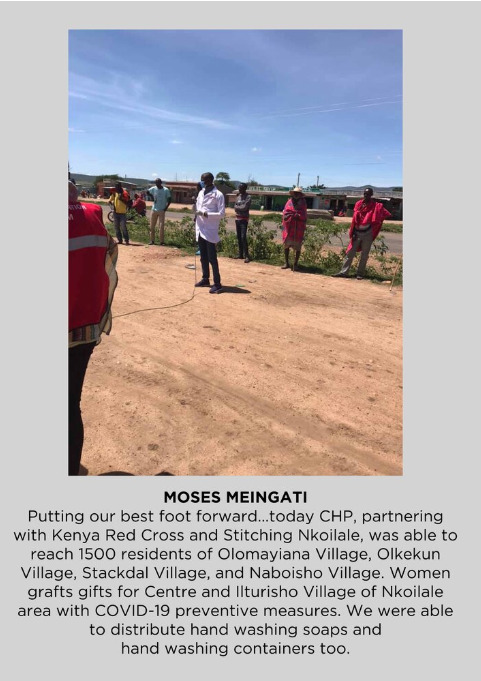 Men gathering on a dirt road.