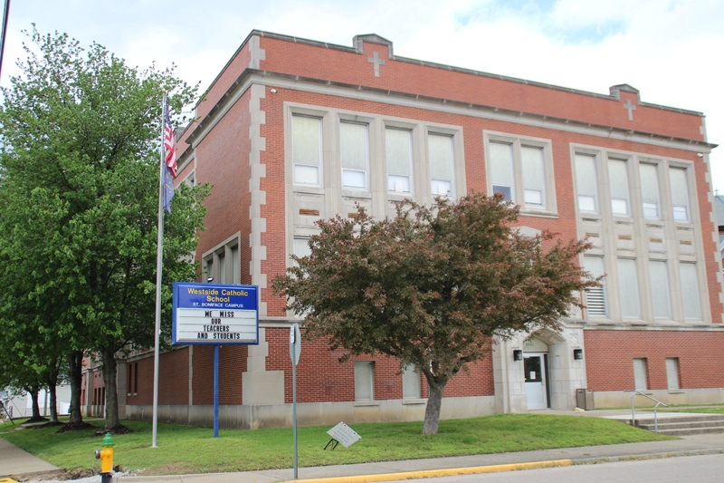 A school exterior. 