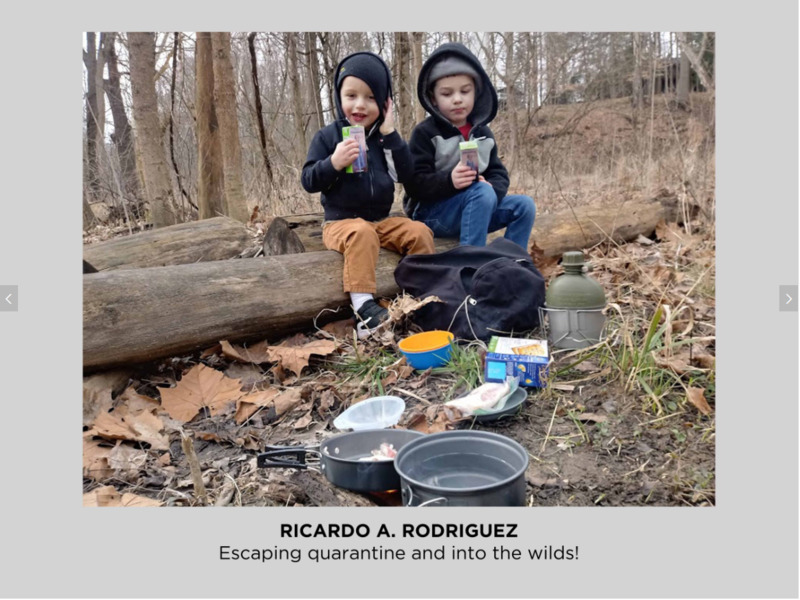 Photo of two children camping. 