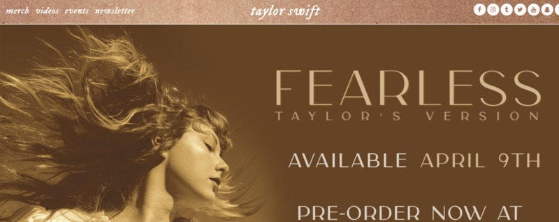 Screenshot of Taylor Swift newsletter header.