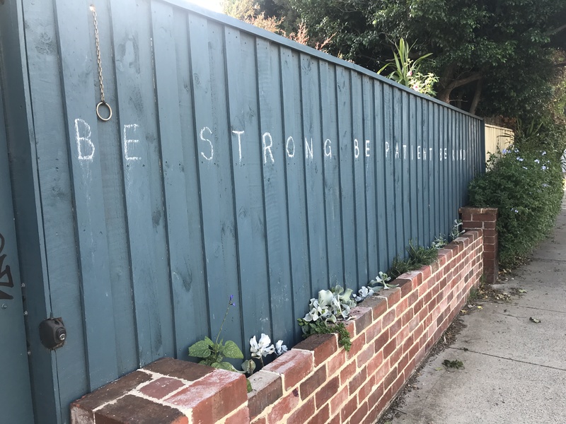 Chalk message on a storage container. 