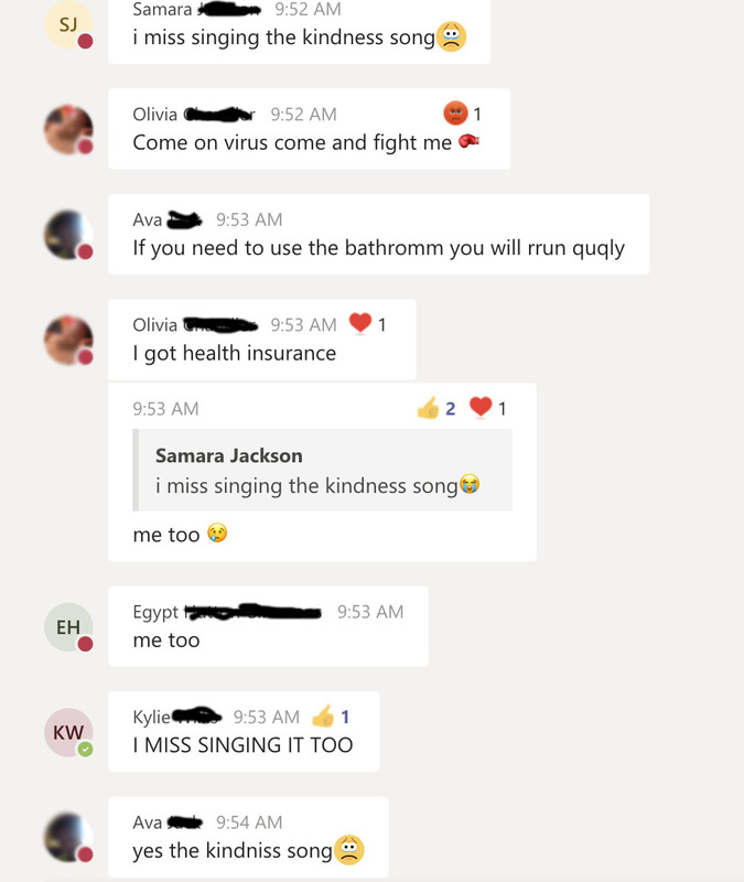 Multiple messages in a group chat online.