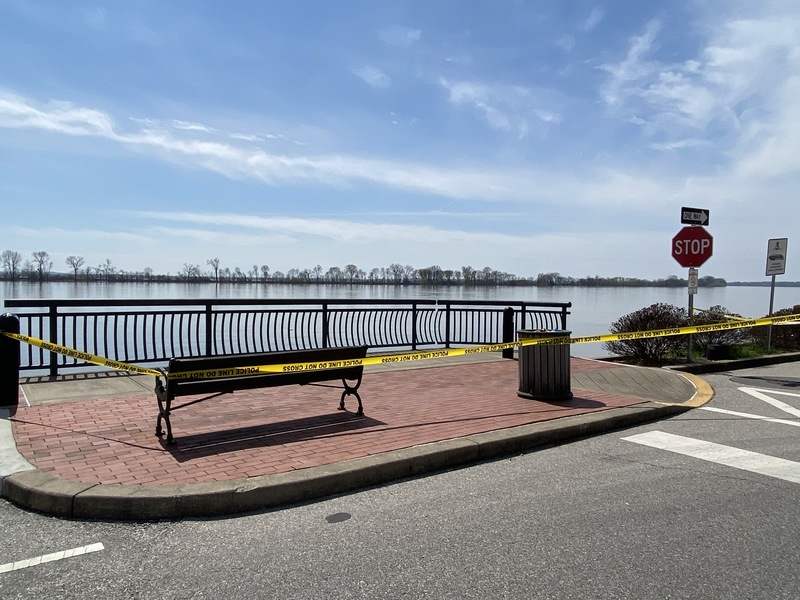 A river walk park closed down. 