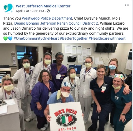 A social media post from West Jefferson Medical Center. 