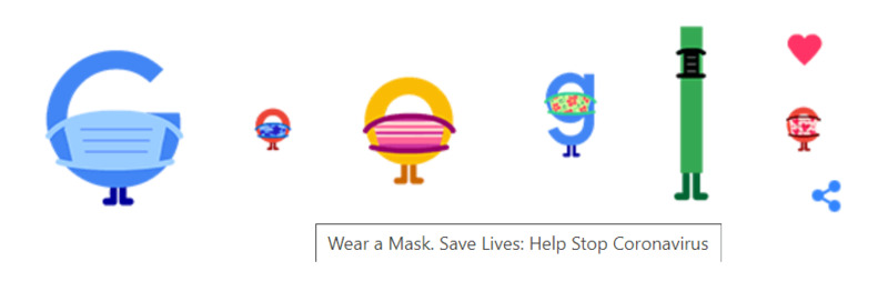 GOOGLE logo art featuring the letters in masks.