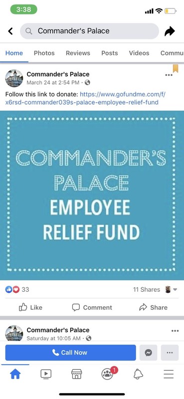 A screenshot of a Facebook post made by Commander's Palace.