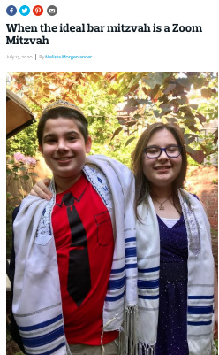 Photograph of two children celebrating Bar/Bat Mitzvah.