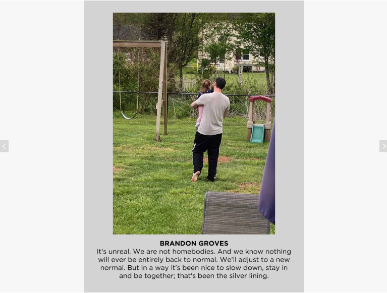 Photo of a man and a child in a back yard. 