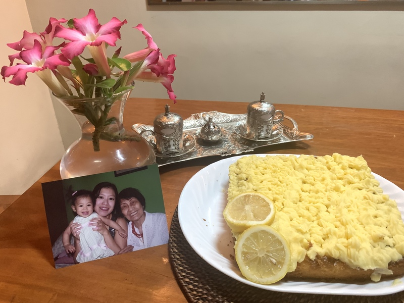 A dinner plate and a family photo.