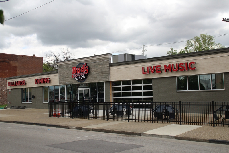 A restaurant exterior. 