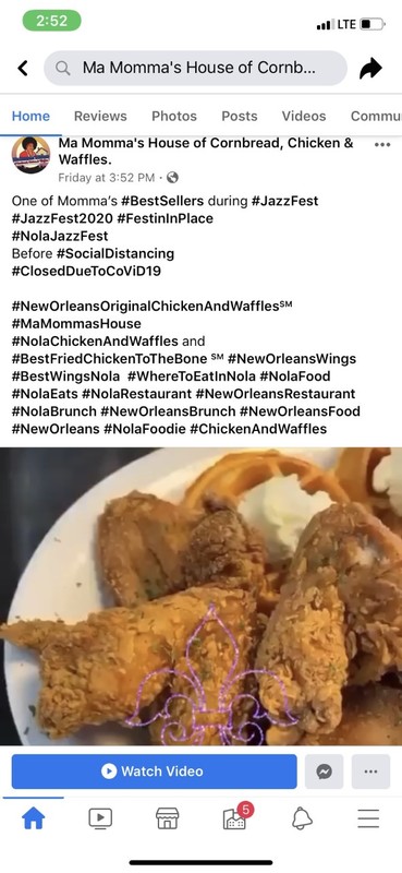 A social media post from Ma Momma's House of Cornbread, Chicken & Waffles. 