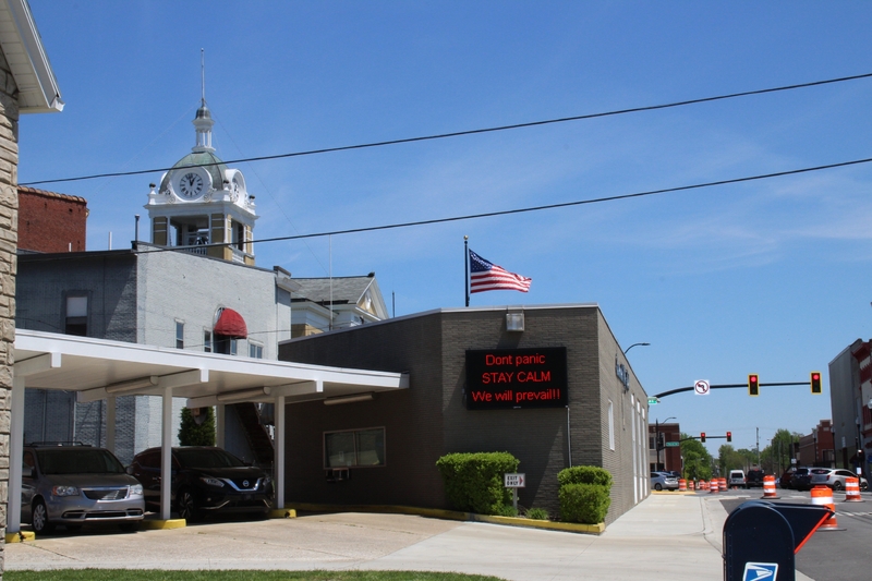 Exterior of buildings.