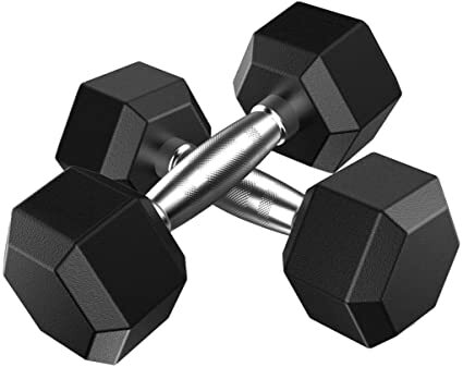 Criss-crossed dumbbells.