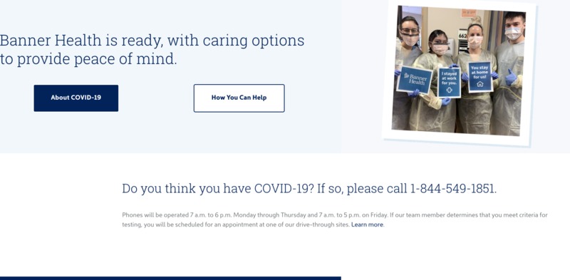 A screenshot of Banner Health. 