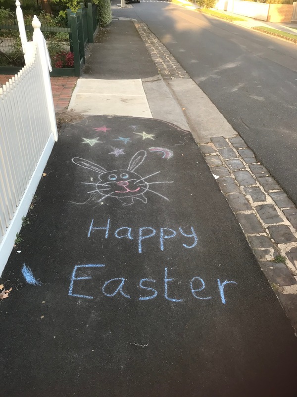 Chalk drawing on footpath. 