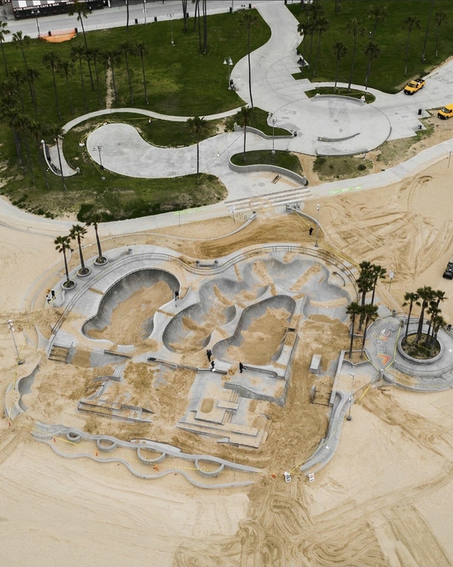 An empty skate park. 