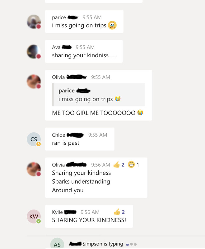 Multiple messages in a group chat online.