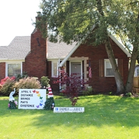 Photo of someone's decorated front yard.