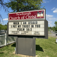 A church sign reading "When I am afraid, I put my trust in you Psalm 56:3".