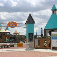 Photo of a closed playground. 