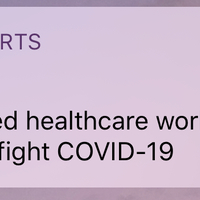 An emergency alert asking for healthcare workers. 