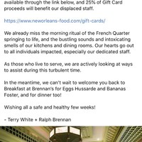 A social media post from Brennan's Restaurant.