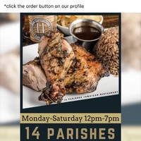 A social media post from 14 parishes Jamaican restaurant. 