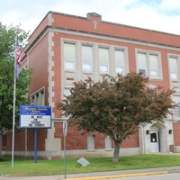 A school exterior. 