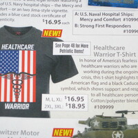 Photo of a magazine advertising a t-shirt. 