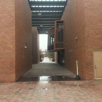 An empty walkway at Rochester Institute of Technology. 