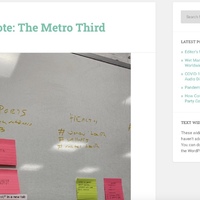 Screenshot of a webpage that says "editor's note: the metro third" and an image of a whiteboard with sticky notes on it.