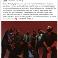 A Facebook screenshot of a post made by The Soul Rebels. 