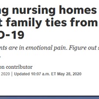 Screenshot of an opinion article with the title "restricting nursing homes kept important family ties from elderly, not COVID-19".