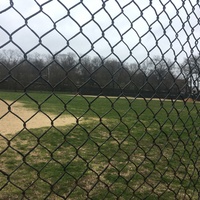 An empty baseball field. 