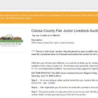 Screenshot of the Colusa County Fair Junior Livestock Auction homepage.