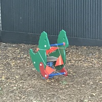 Play equipment wrapped up in rope. 