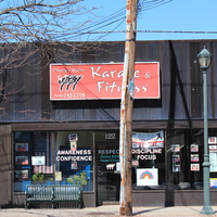 Business with a rainbow in the front window. 