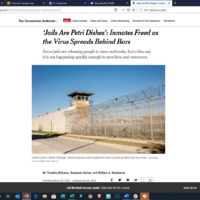 A screenshot of a news article with the title "'Jails are petri dishes': inmates freed as the virus spreads behind bars".